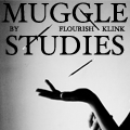 The cover for Muggle Studies: a photograph of a hand levitating three pencils.